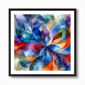 Watercolor Abstract Floral Flower Wall Art 2 Art Print