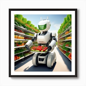 Robot In Supermarket Art Print