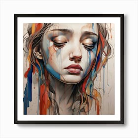 Woman crying Art Print