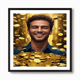 Man With Gold Coins Art Print