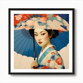 Japanese woman with an umbrella 2 Art Print