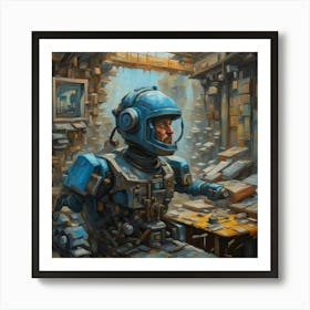 Robot In The Office Art Print