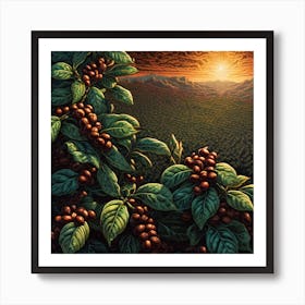 Coffee Beans At Sunset Art Print