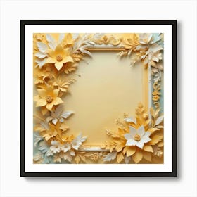 Oil Painting Ornate Paper Floral Elements And Shape Art Print