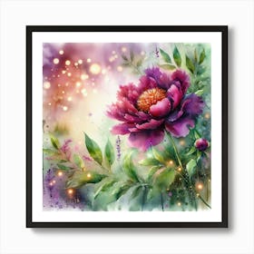 Watercolor Peony 1 Art Print