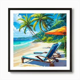 Beach Lounge Chairs Art Print