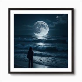 Moonlight On The Beach Art Print