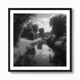 River In Black And White 9 Art Print