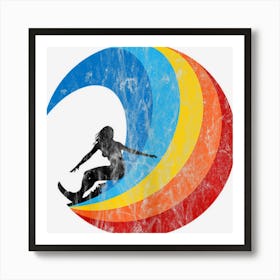 Surfer Girl Vintage Style Wave Art Print