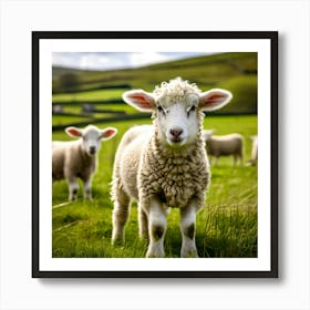 Nature Wool Farm Animal Herd Countryside Grass Sheep Mammal Green Landscape Farming Meado Art Print