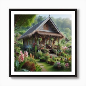 Thai House In The Garden Art Print