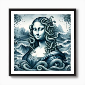 Medusa Mona Lisa Smile Wall Art Art Print