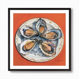 Oysters On A Plate 1 Art Print