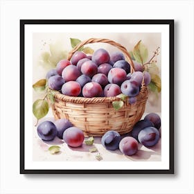 A basket of plums Art Print