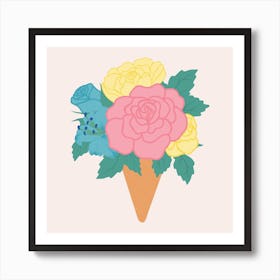 Pastel Ice Crem With Roses 2 Art Print