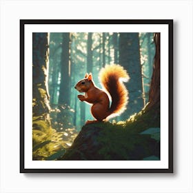 Red Squirrel In The Forest 68 Art Print