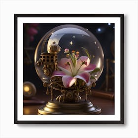 Glass Globe With Flowers Art Print
