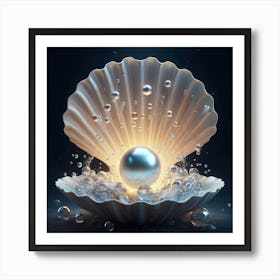 Pearl Shell With Bubbles Art Print