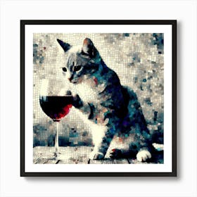 CAT WITH WINE Art Print