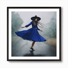 Witch Dancing In The Rain Art Print