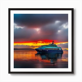 Sunset On A Ferry 29 Art Print