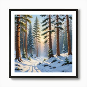 Snowy Forest paintings art print Art Print