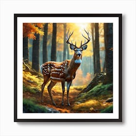 Deer In The Forest 136 Art Print