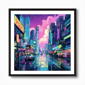 Neon City 5 Art Print