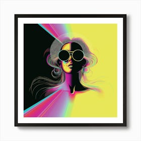 Psychedelic , Trippy , Woman with Shades, Looking Though The Universe Art Print