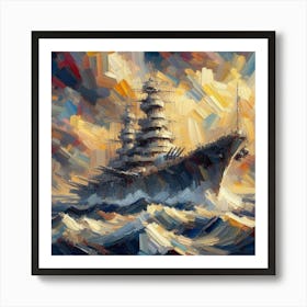 Battleship In The Ocean Art Print