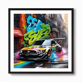 Graffiti Mustang Art Print