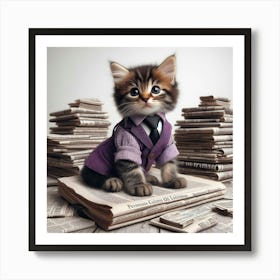 Kitten In Business Suit Art Print