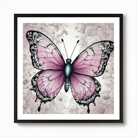 Butterfly With Roses 6 Art Print