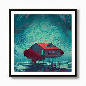 Floating hut Art Print