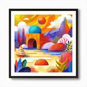 Abstract Painting in Vibrant Pop Palette Art Print