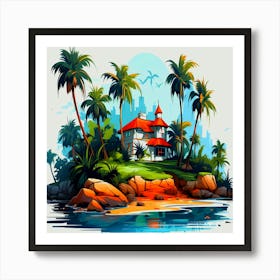 House On The Island Art Print