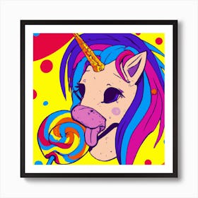 Unicorn suckling lollipop Art Print