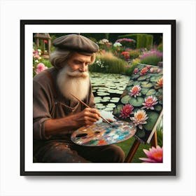 Old Man Water Lilies Art Print