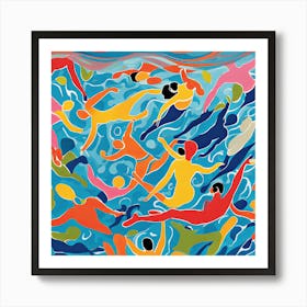 Swimmers in the Style of Matisse 1 Art Print