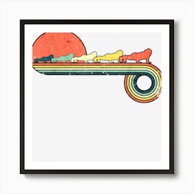 Push Up Cross Training Girl Retro Vintage Sunset Rainbow Art Print