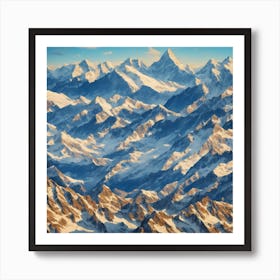 Aerial View Of Snowy Mountains Art Print