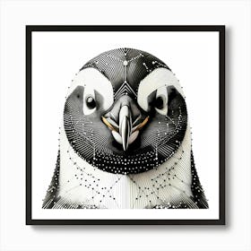 Penguin Head Creative Line Drawing - Wild Bird Artwork 153 Art Print