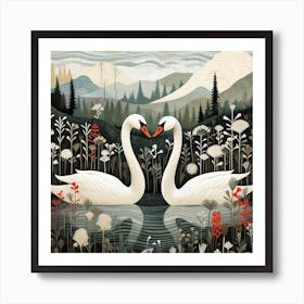 Bird In Nature Swan 4 Art Print