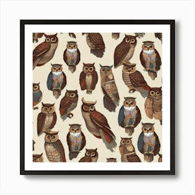 Owl pattern 1 Art Print