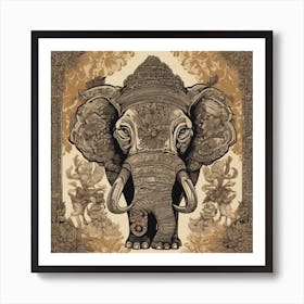 Elephant In Buddhist Temple Art Print