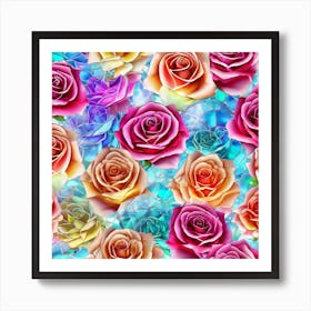 Seamless Roses Pattern Poster