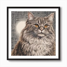 Grey Coon Cat Art Print