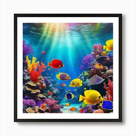 Tropical Fish In A Vibrant Coral Reef 1 Art Print