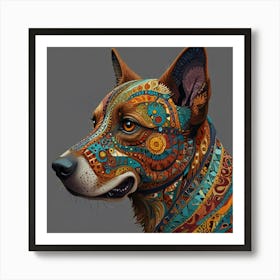 Dog With A Colorful Face Art Print