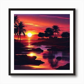 Sunset Painting 8 Art Print